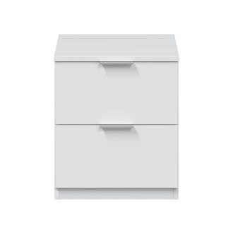 Usinestreet Mesita de noche con 2 cajones blanco