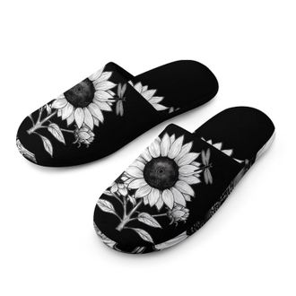 Generic Sunflower with Dragonflies Mens House Slippers Slip Indoor Slipper On Shoes Warm Outdoor