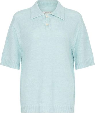 Maison Margiela Polo in canapa a maniche corte - Blu