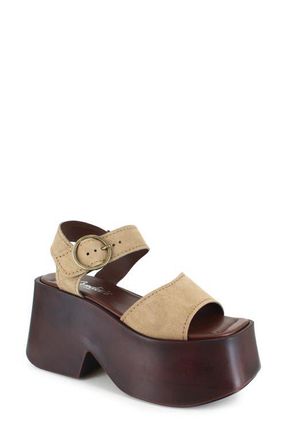 Candie's Anna Ankle Strap Platform Sandal in Taupe Suede at Nordstrom, Size 10Us