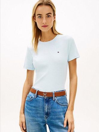 Tommy Hilfiger Flag Embroidery Crew Neck Slim T-Shirt