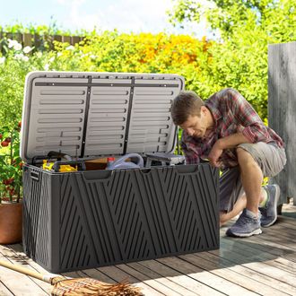OUTSUNNY 380L Garden Storage Box Waterproof Outdoor Storage Box in Black