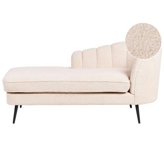 Beliani Beliani - Chaise Lounge Boucl&eacute; Derecho Dise&ntilde;o Moderno Tapicer&iacute;a Patas Metal Negras Beige Claro Allier