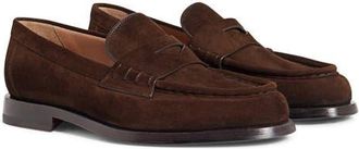 Santoni Womens Suede Penny Loafer in Brown at Nordstrom, Size 8