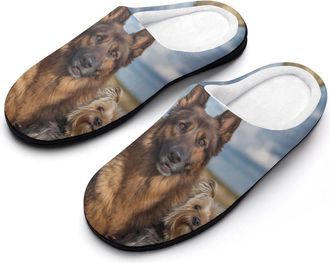 Generic Doberman Pinscher German Shepherd Yorkshire Terrier Dogs Funny Mens Cotton Slippers Shoes Novelty Soft Non-Slip Sole Home Shoe