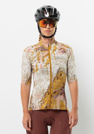 Jack Wolfskin Fahrradjacke JACK WOLFSKIN GRAVEX PRINTED FZ S/S W, Damen, Gr. M (38/40), bunt (strata, salted, caramel), OBERSTOFF: 82% POLYESTER, 18% ELASTHAN; LINI