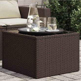 vidaXL Tavolo da Giardino Piano Vetro Marrone 55x55x37 cm Polyrattan - Vidaxl