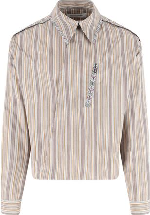 Kiko Kostadinov Beige Striped Diagonal Zip Shirt