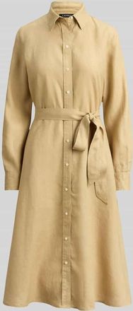 Lauren Ralph Lauren Tailliertes Freizeitkleid aus reinem Leinen in Beige, Gr&ouml;&szlig;e 34