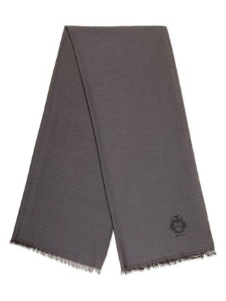 Bally logo-embroidered scarf - men - Cotton/Modal/Silk/Cashmere - One Size - Grey