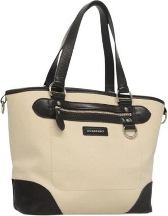 Burberry Tweedehands Canvas handtassen - Dames - Vintage Handtas - Beige - ONE Size - Leer - Vintage