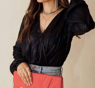 Dress Forum Metallic Glam Bodysuit In Black