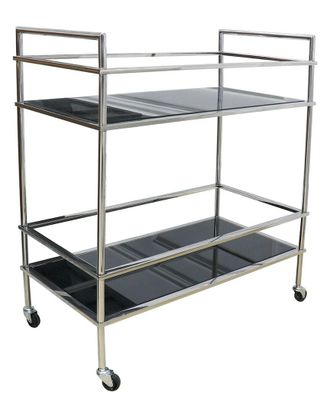 Pasargad Home Luxe Glass & Steel Serving Table