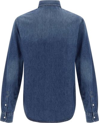 Versace Medusa Patch Denim Shirt - Blue