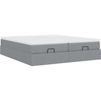 vidaXL Estructura De Cama Otomana Colchones Tela Gris Claro 200x200cm Vidaxl