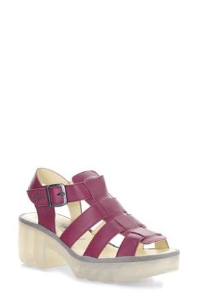 FLY London Terf Lug Sole Sandal in Berry at Nordstrom, Size 10-10.5Us
