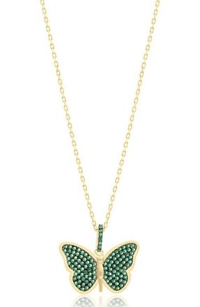 SHYMI Pav&eacute; Butterfly Pendant Necklace in Gold/Green at Nordstrom