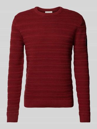 Tom Tailor Regular Fit Strickpullover aus reiner Baumwolle mit Strickmuster in Bordeaux, Größe XXL