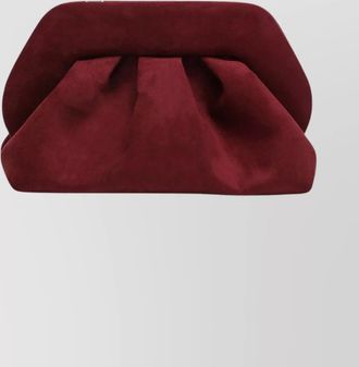 Themoirè pleated rectangular suede clutch bag