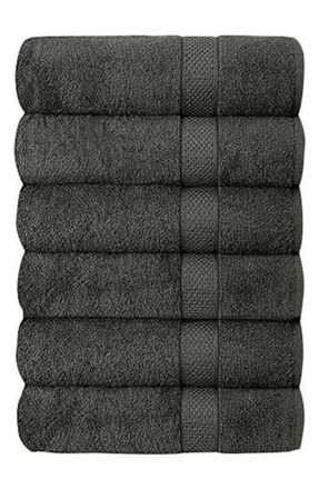 J&V Textiles Set of 6 Plush Towels in Charcoal at Nordstrom Rack
