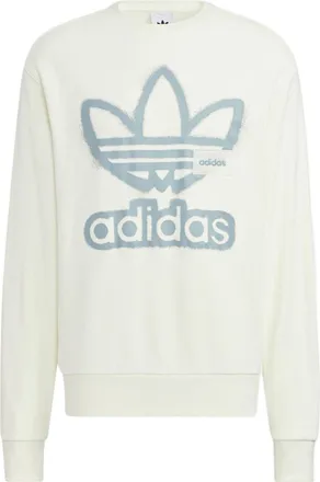 adidas originals Adicolor Crew Chest Printing Round Neck Pullover Long Sleeves Creamy White HS1995