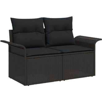 vidaXL Sof&aacute; De Jard&iacute;n Con Coj&iacute;n Negro 141 X 62 X 69 Cm Rat&aacute;n Sint&eacute;tico Vidaxl