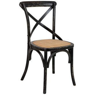 Wanderlust Deco Silla de madera y asiento de rat&aacute;n negro 44x42x46/88cm