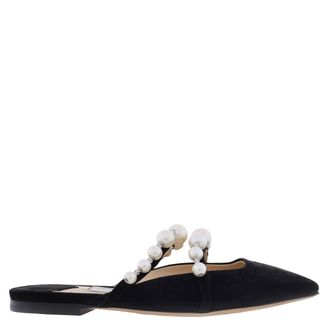 Jimmy Choo London Amaya Pearly Two-Band Suede Flats, Brand Size 34 ( US Size 4 )