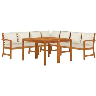 vidaXL Juego Comedor Jard&iacute;n Y Cojines 7 Piezas Madera Maciza Acacia Vidaxl