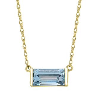Diamond2Deal 10K Yellow Gold Swiss Blue Topaz Pendant Necklace 18