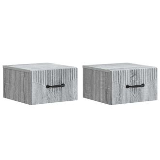 vidaXL Mesita De Noche De Pared 2 Pcs Gris Sonoma 34,5 X 33 X 20 Cm Vidaxl