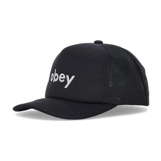 Obey Zwarte gebogen klep truckerpet - Heren - Petten - Zwart - ONE Size - Polyester - Accessoires