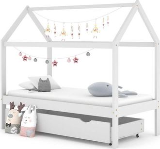 vidaXL Estructura Cama Ni&ntilde;os Con Caj&oacute;n Madera Pino Blanco 80x160 Cm Vidaxl