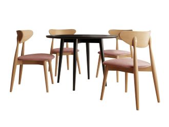 Mirjan24 Conjunto De Mesas Y Sillas Para Comedor Racine 124, Magic Velvet 2258 + Negro, 76x0x0cm, Di&aacute;metro: 100, N&uacute;mero De Asientos: 4, Estilo: Contemporary