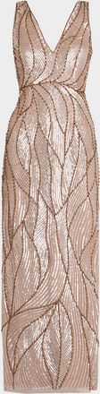 Aidan Mattox Sleeveless Bead & Sequin Column Gown