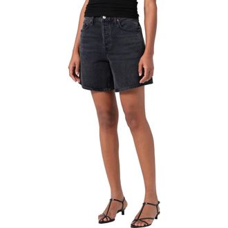 A Gold E Dame High Waist Mid Length Relaxed Denim Shorts in Hitch at Nordstrom Rack, Size 24