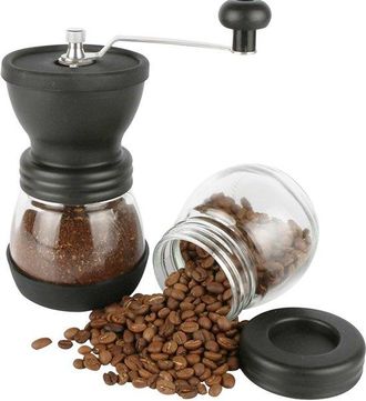 OEM Juego De Molinillo De Caf&eacute; Manual De 4 Piezas Con Muelas C&oacute;nicas De Cer&aacute;mica, Ajuste Manual De La Molienda, Incluye Dos Recipientes De Vidrio