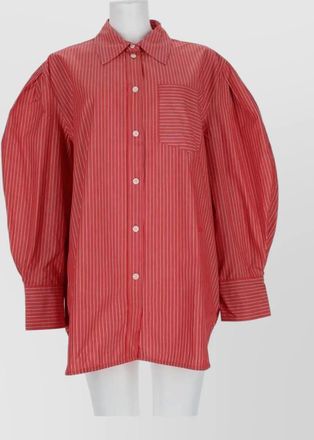 Ganni striped organic cotton balloon-sleeve shirt