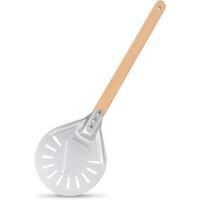 OEM Pala Redonda Para Pizza De 7 Pulgadas, Pala De Aluminio Perforado Con Mango De Madera Extra&iacute;ble De 40 Cm De Largo, Agarre Antideslizante, Pala Girator