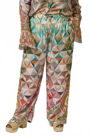 Bl^nk London Klara Wide Leg Pants - Plus In Multi Abstract