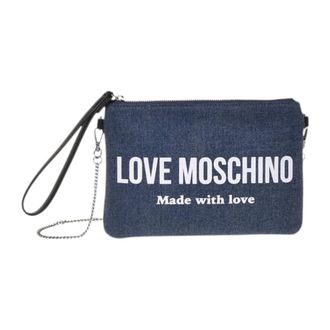Love Moschino Signature Love Denim Wallet - female - Love Moschino - Clutches - Blue - ONE SIZE - Bags