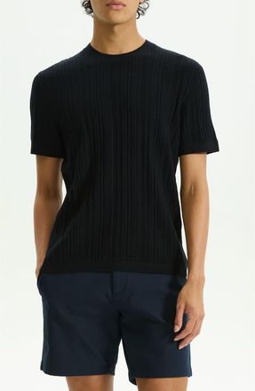 Theory Damian Rib Crewneck T-Shirt in Black at Nordstrom, Size Xx-Large
