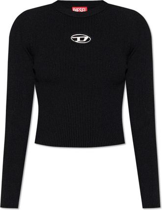 Diesel Ribgebreide top - Dames - Ronde hals truien - Zwart - L - Polyester - Truien & Vesten