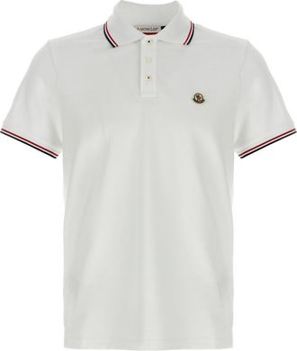 Moncler White Logo Polo