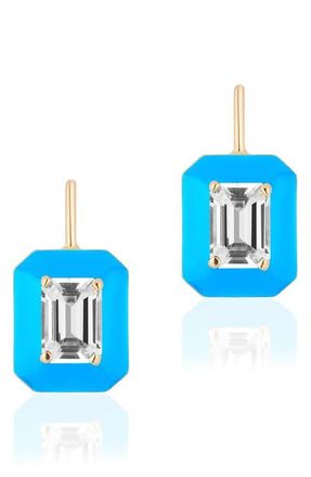 Goshwara Queen Emerald Cut Lever-Back Earrings in Turquoise at Nordstrom
