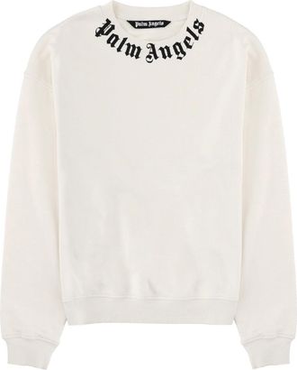 Palm Angels Crew Neckline Black Text Collar Sweatshirt