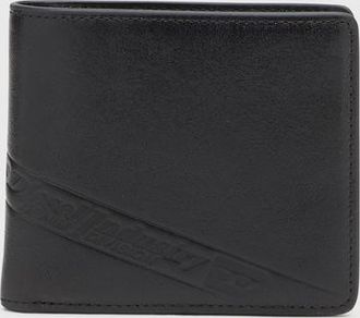 Diesel Bi-fold leather wallet with embossed logo - Small Wallets - Man - Black