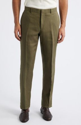 Nordstrom Henrik Trim Fit Italian Linen Suit Separate Pants in Olive Ivy at Nordstrom, Size 38