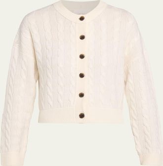 Lisa Yang Cassie Cashmere Cable Knit Crewneck Cardigan