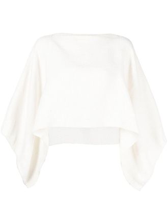 VOZ cropped long-sleeved cape top - White